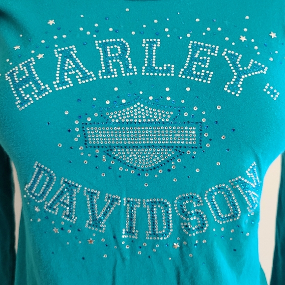 Harley Davidson Belle to Biker Embellished Top Blu - Picture 4 of 6